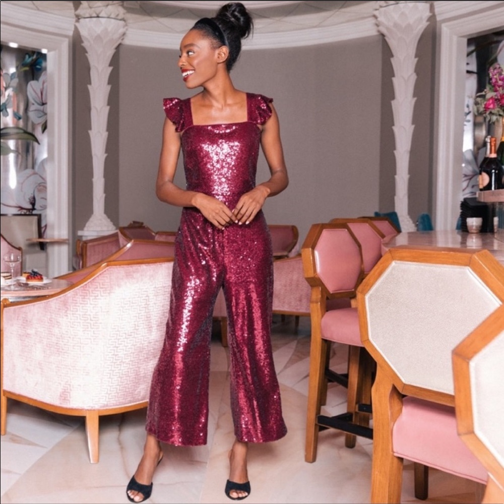 NWT Gal Meets Glam Casey Sequin Jumpsuit 4